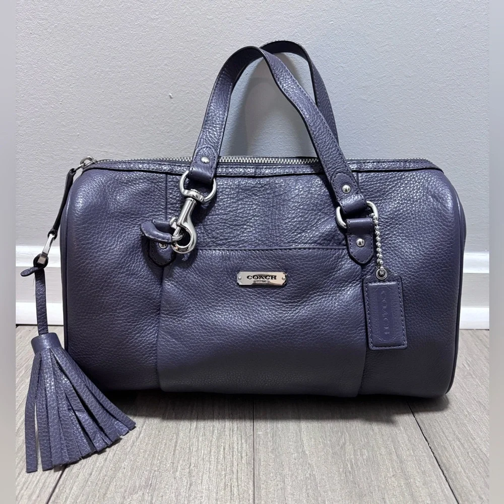 Coach Purple Leather Satchel with Tassel